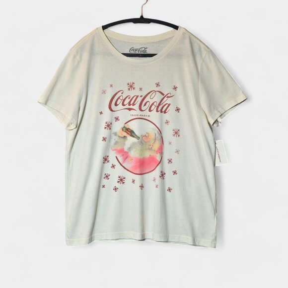 Lucky Brand Womens Coca Cola Santa Snow Crew Neck T-Shirt L White Holidays NWT - Picture 4 of 10